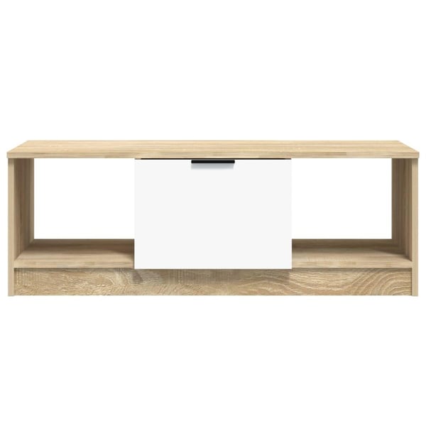 vidaXL sofabord 102x50x36 cm konstrueret træ hvid og sonoma-eg