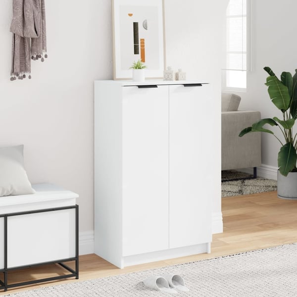 vidaXL Skoskap hvit 59x35x100,5 cm konstruert tre