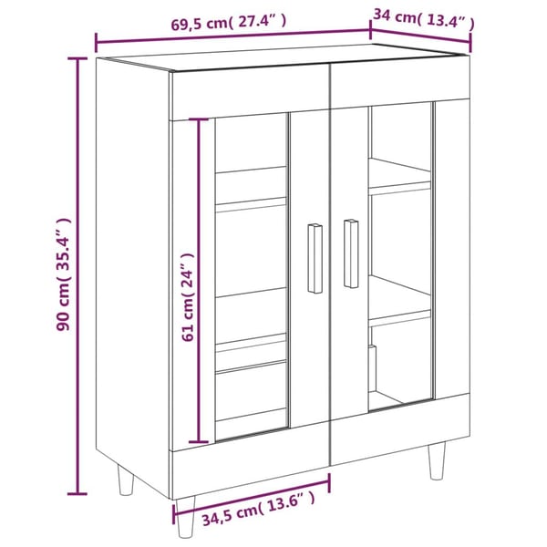 vidaXL Skjenk betonggrå 69,5x34x90 cm konstruert tre