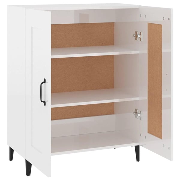 vidaXL skænk 69,5x34x90 cm konstrueret træ hvid højglans