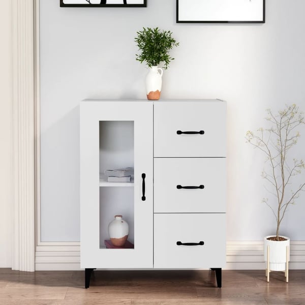 vidaXL Skjenk hvit 69,5x34x90 cm konstruert tre