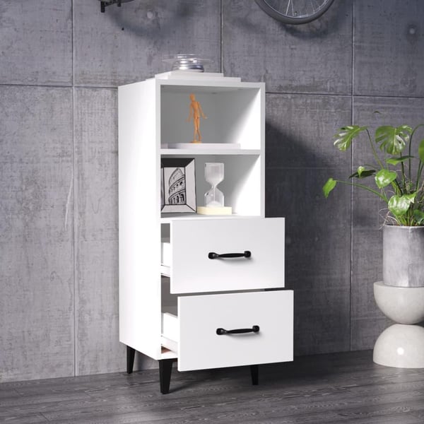 vidaXL Skjenk hvit 34,5x34x90 cm konstruert tre