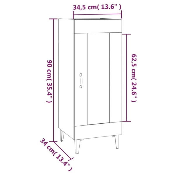 vidaXL skænk 34,5x34x90 cm konstrueret træ sort