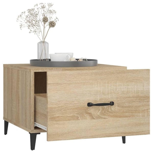vidaXL sofabord med metalben 2 stk. 50x50x40 cm sonoma-eg