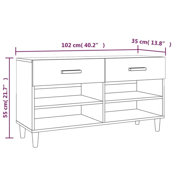 vidaXL Skoskap betonggrå 102x35x55 cm konstruert tre