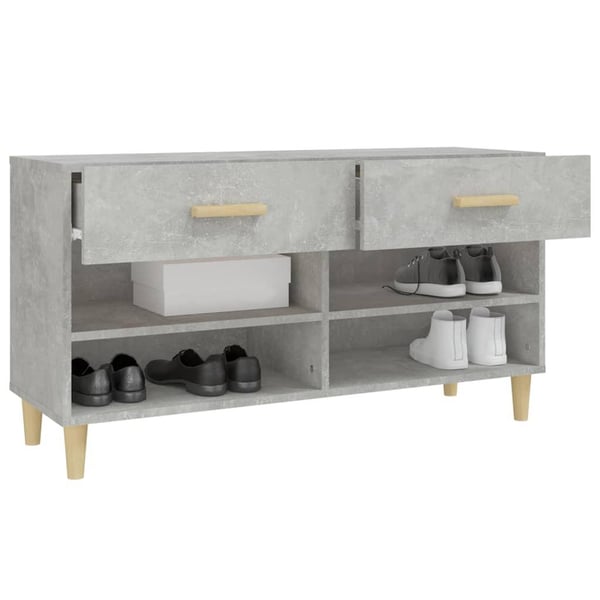 vidaXL Skoskap betonggrå 102x35x55 cm konstruert tre