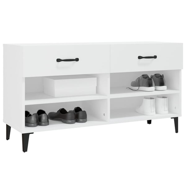 vidaXL Skoskap hvit 102x35x55 cm konstruert tre