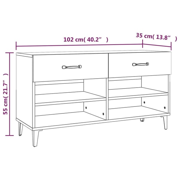 vidaXL Skoskap hvit 102x35x55 cm konstruert tre