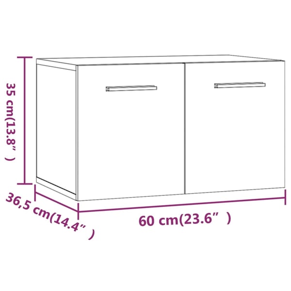 vidaXL Veggskap sonoma eik 60x36,5x35 cm konstruert tre