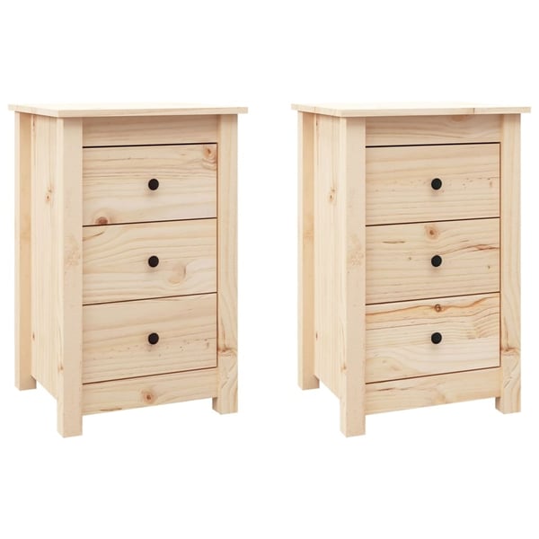 vidaXL sengeborde 2 stk. 40x35x61,5 cm massivt fyrretræ