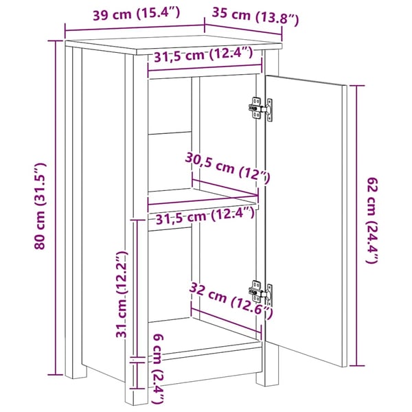 vidaXL Skjenker 2 stk 39x35x80 cm heltre furu