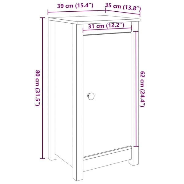 vidaXL Skjenk hvit 39x35x80 cm heltre furu