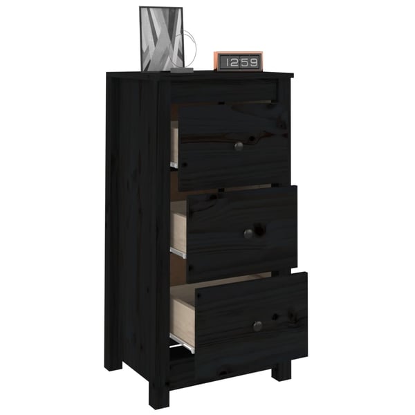 vidaXL Skjenker 2 stk svart 40x35x80 cm heltre furu