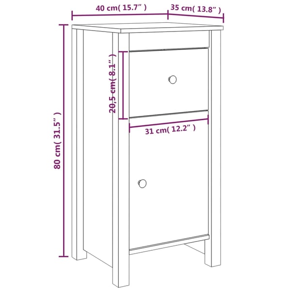 vidaXL Skjenk honningbrun 40x35x80 heltre furu