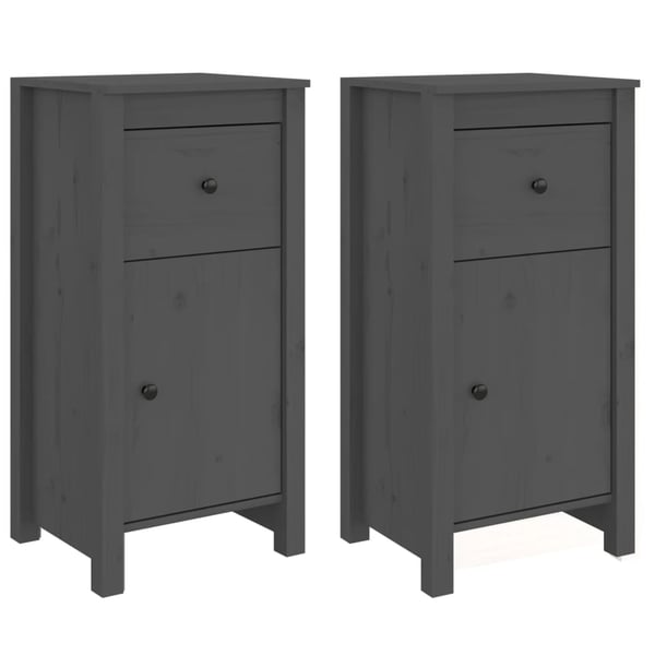vidaXL Skjenker 2 stk grå 40x35x80 cm heltre furu