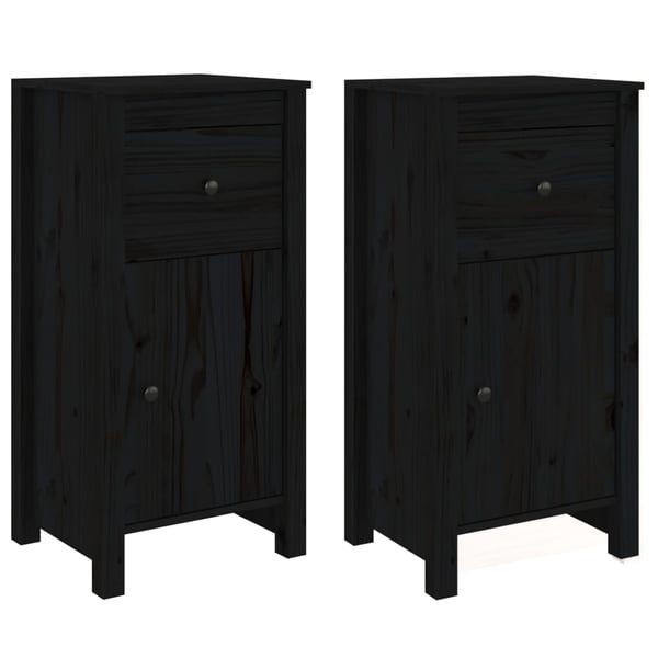 vidaXL Skjenker 2 stk svart 40x35x80 cm heltre furu