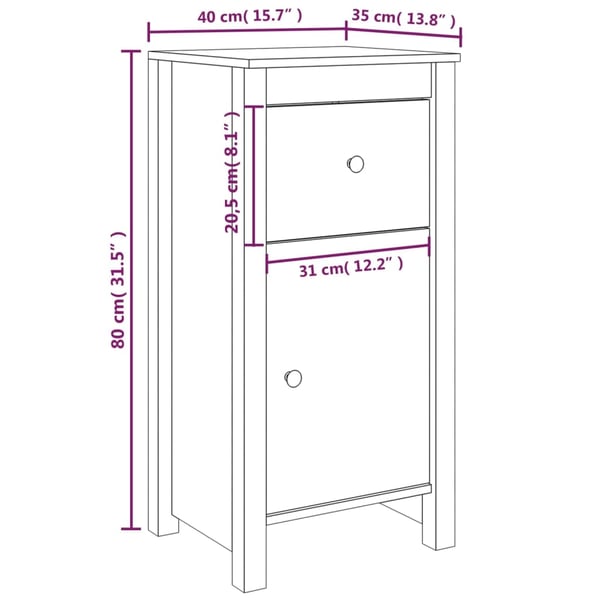 vidaXL Skjenker 2 stk honningbrun 40x35x80 heltre furu