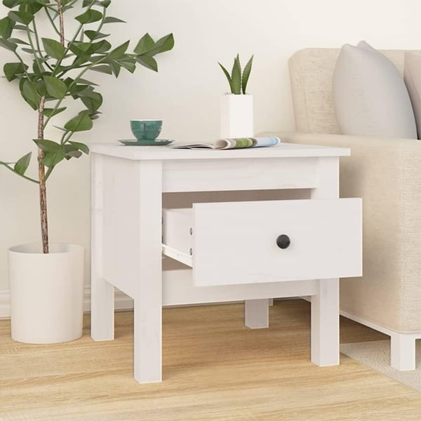 vidaXL Sidobord 2 st vit 40x40x39 cm massivt furuträ