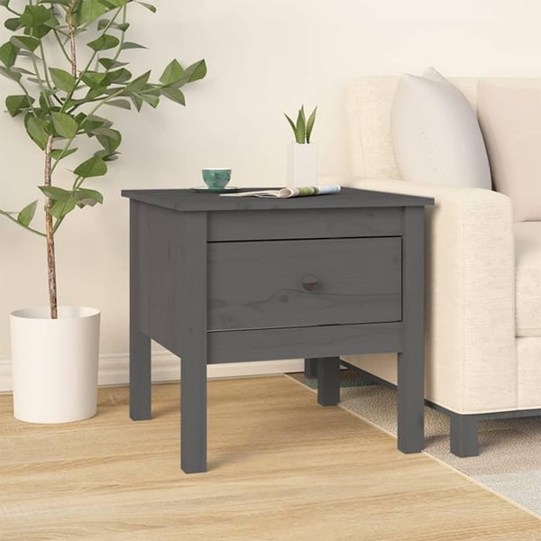 vidaXL Sidebord 2 stk grå 50x50x49 cm heltre furu
