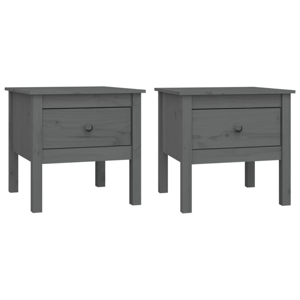 vidaXL Sidebord 2 stk grå 50x50x49 cm heltre furu