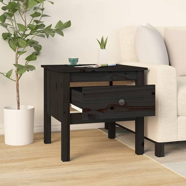 vidaXL Sidebord 2 stk svart 50x50x49 cm heltre furu