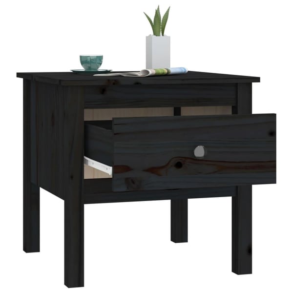 vidaXL Sidebord 2 stk svart 50x50x49 cm heltre furu