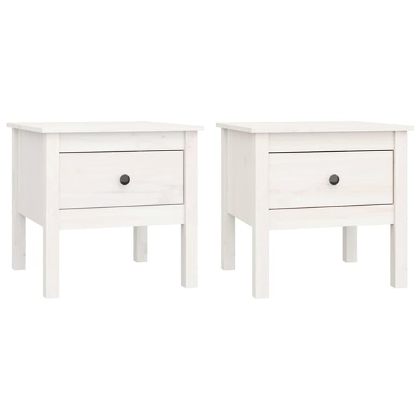 vidaXL Sidebord 2 stk hvit 50x50x49 cm heltre furu