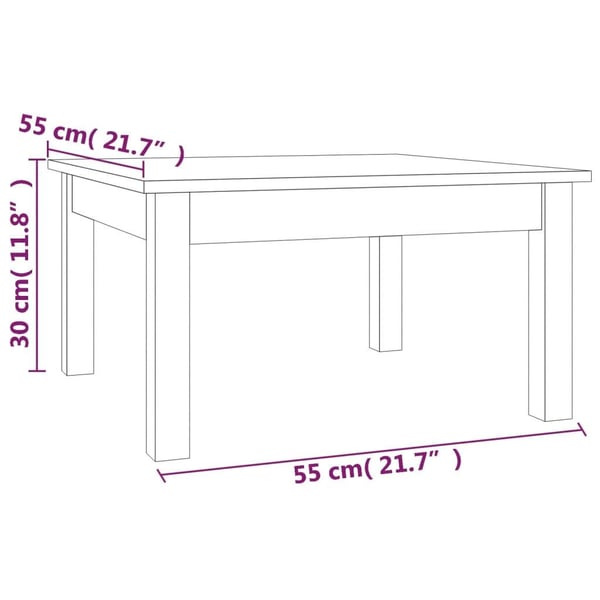 vidaXL sofabord 55x55x30 cm massivt fyrretræ hvid