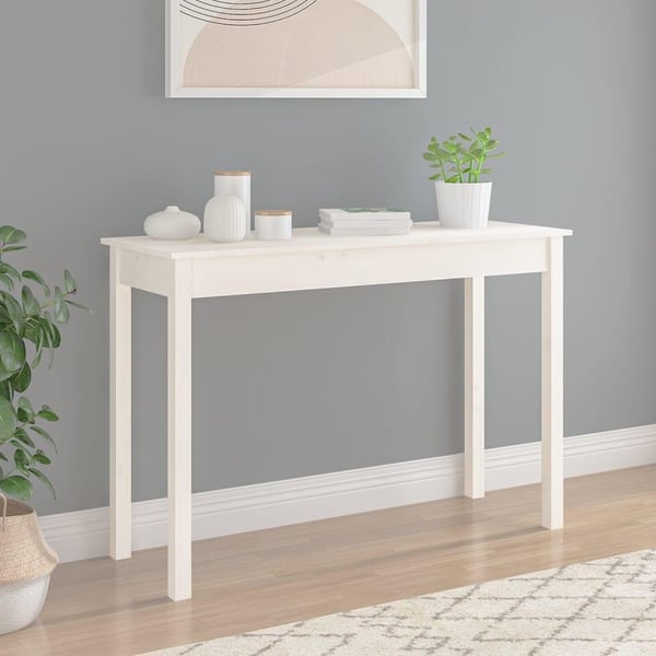 vidaXL Konsollbord hvit 110x40x75 cm heltre furu
