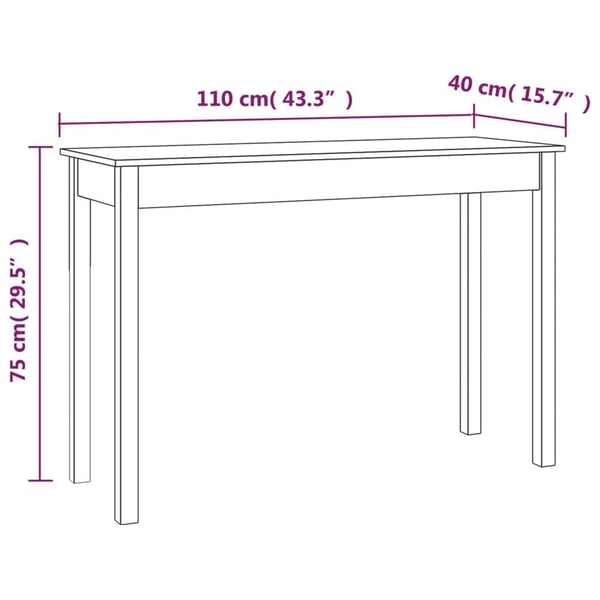 vidaXL Konsollbord 110x40x75 cm heltre furu