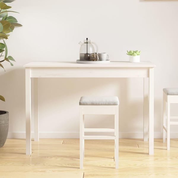 vidaXL Spisebord hvit 110x55x75 cm heltre furu