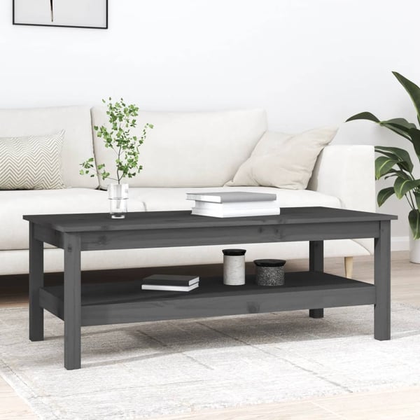 vidaXL Salongbord grå 110x50x40 cm heltre furu