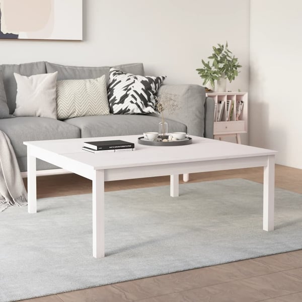 vidaXL Salongbord hvit 100x100x40 cm heltre furu
