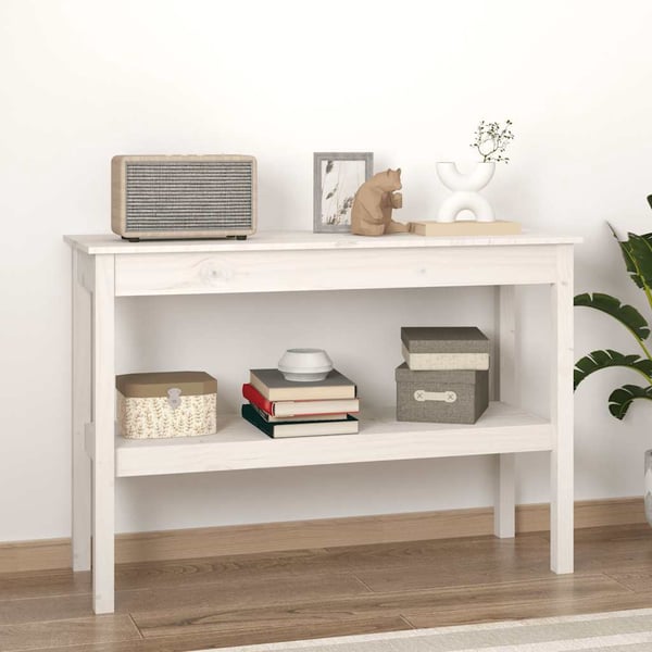 vidaXL Konsollbord hvit 110x40x75 cm heltre furu