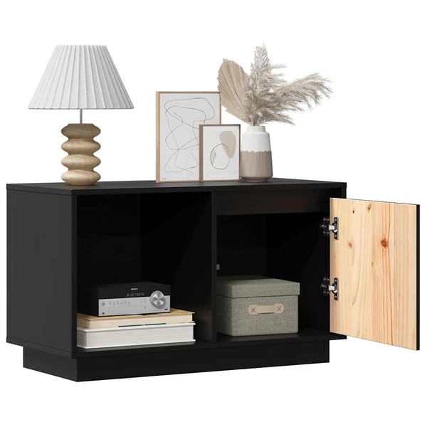 vidaXL tv-bord 74x35x44 cm massivt fyrretræ sort