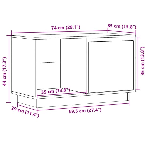 vidaXL TV-taso 74x35x44 cm täysi mänty
