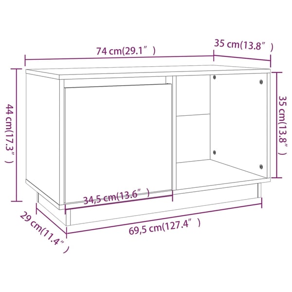 vidaXL TV-taso 74x35x44 cm täysi mänty
