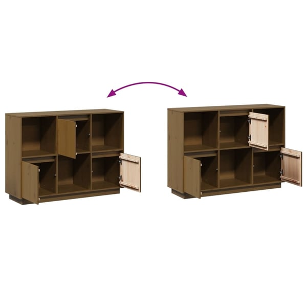 vidaXL Skjenk honningbrun 110,5x35x80 cm heltre furu