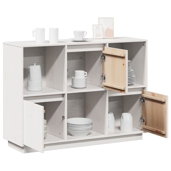 vidaXL Skjenk hvit 110,5x35x80 cm heltre furu