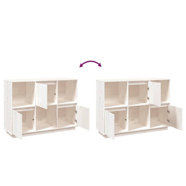 vidaXL Skjenk hvit 110,5x35x80 cm heltre furu