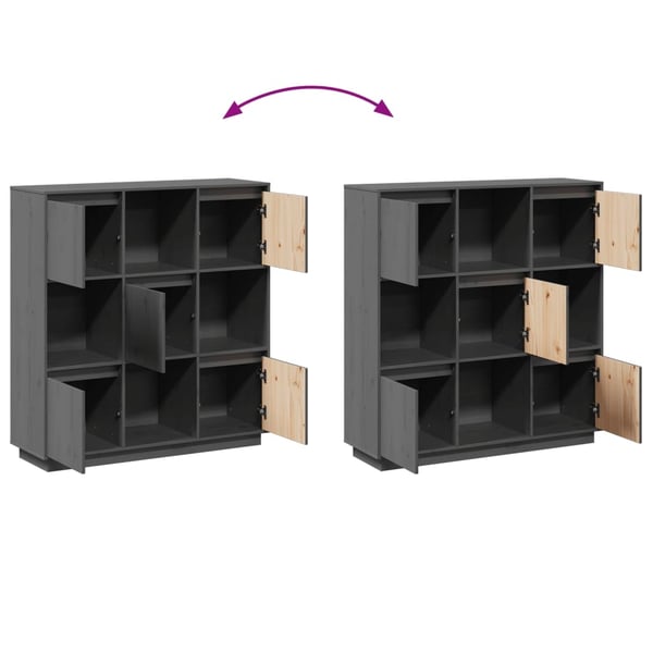 vidaXL Highboard grå 110,5x35x117 cm heltre furu