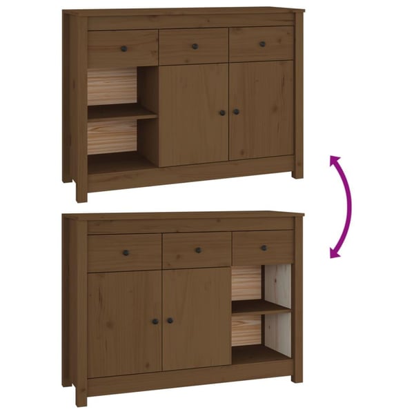 vidaXL Skjenk honningbrun 100x35x74 cm heltre furu
