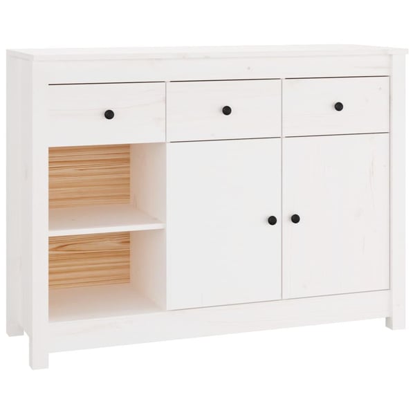vidaXL skænk 100x35x74 cm massivt fyrretræ hvid