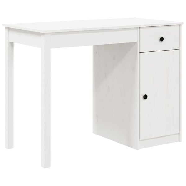 vidaXL Skrivebord hvit 100x50x75 cm heltre furu