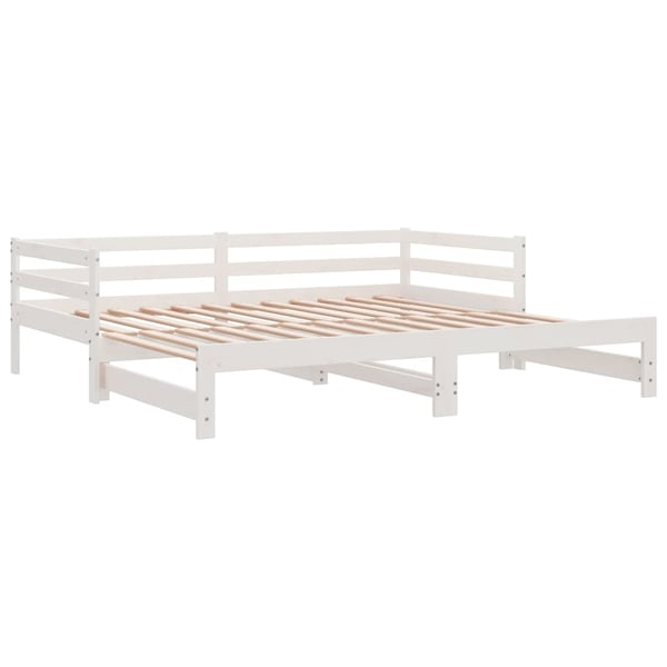 vidaXL Uttrekkbar dagseng uten madrass hvit 90x190 cm