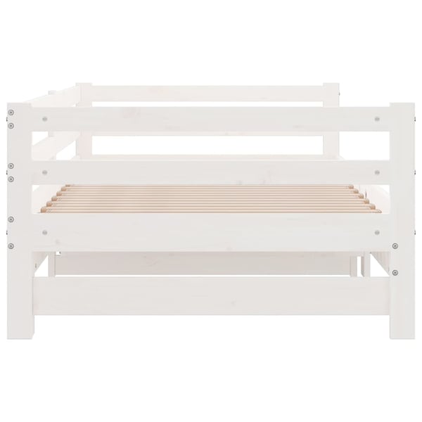 vidaXL Uttrekkbar dagseng uten madrass hvit 90x190 cm