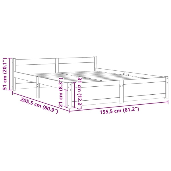 vidaXL Sengeramme svart heltre 150x200 cm King Size