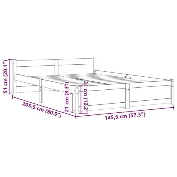 vidaXL sengeramme 140x200 cm massivt træ