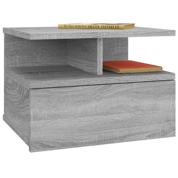 vidaXL Kelluva yöpöytä harmaa Sonoma 40x31x27 cm tekninen puu