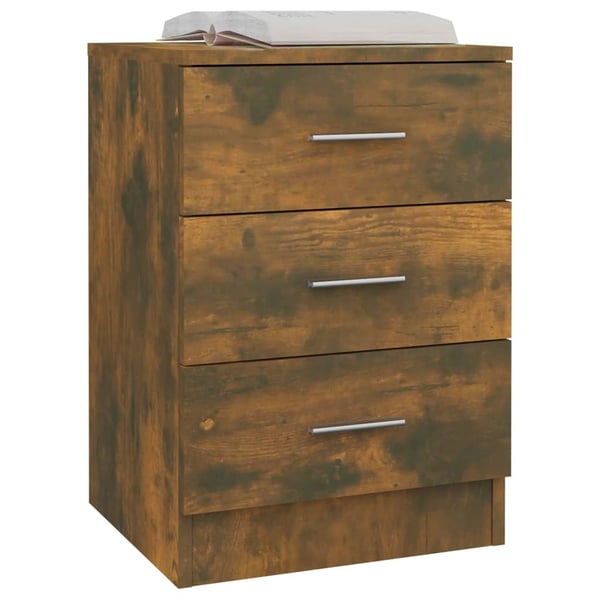 vidaXL sengeborde 2 stk. 38x35x56 cm konstrueret træ røget egetræ